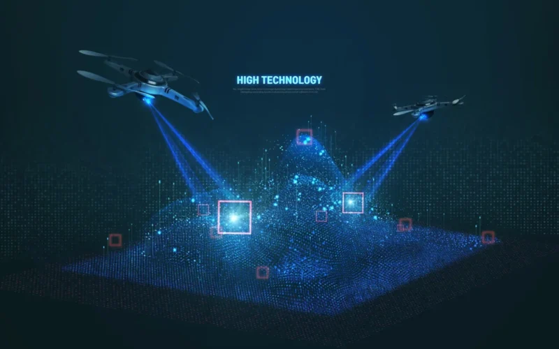 FPV drone with infrared camera detecting heat signatures during night rescue operation