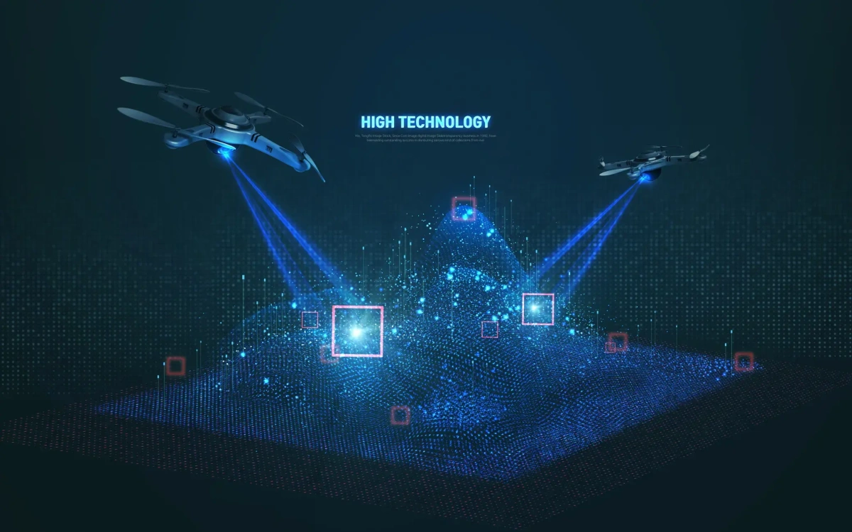 FPV drone with infrared camera detecting heat signatures during night rescue operation