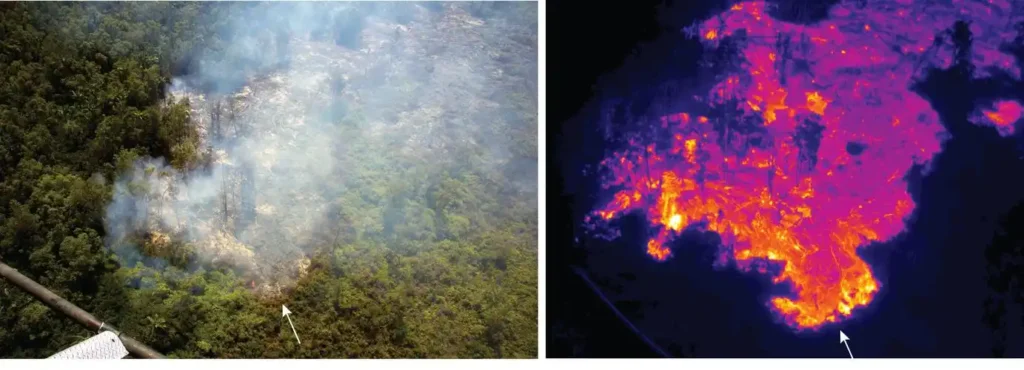 Dual light camera comparison - visible vs thermal fusion for drone surveillance